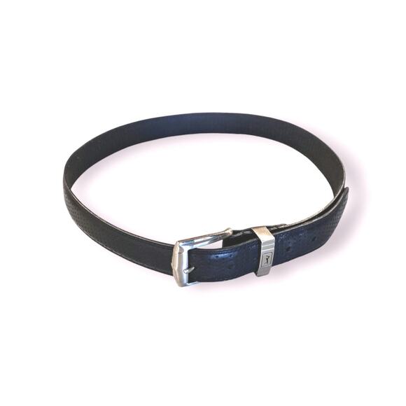 PGA TOUR Sz 36 Black Perforated Leather SPORT BELT, Chrome Buckle w/LOGO on Loop - Picture 1 of 5